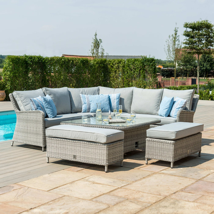 Sol 27 Outdoor Confucius Royal Rattan Corner Dining Sofa Set with Ice